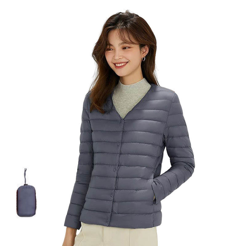 Womens Down Jacket Packable Lightweight Two Wear Waterproof Coat-DarkBlue
