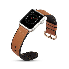 Silicone+Leather Watch Strap For Apple iWatch-Brown