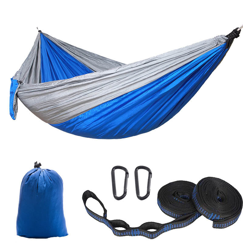 Camping Portable Hammocks with 2 Tree Straps for Travel Beach Backyard-DarkGray/Sapphire