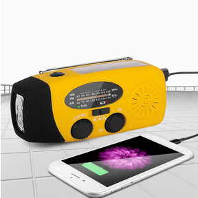 Weather Radio Hand Crank Self Powered Solar Emergency Radios With LED Flashlight-Yellow