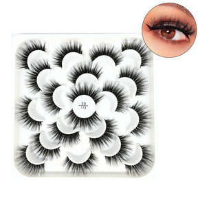 10 Pairs 3D False Eyelashes Reusable Wispy Cat Eye Natural Look Lashes-116