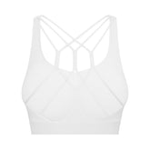 Strappy Sports Bra Breathable Wirefree Crop Basic Tops for Running-White