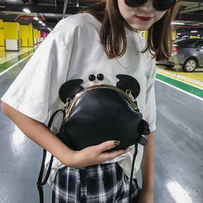 Crab Shape Handbag Novelty Detachable Shoulder Bag Women's Satchel-Black
