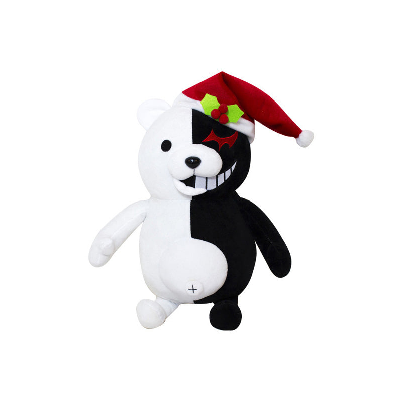 Christmas Hat Black White Bear Plush Doll for Birthday Child Pillow Toy Home Decor Adornment -25cm