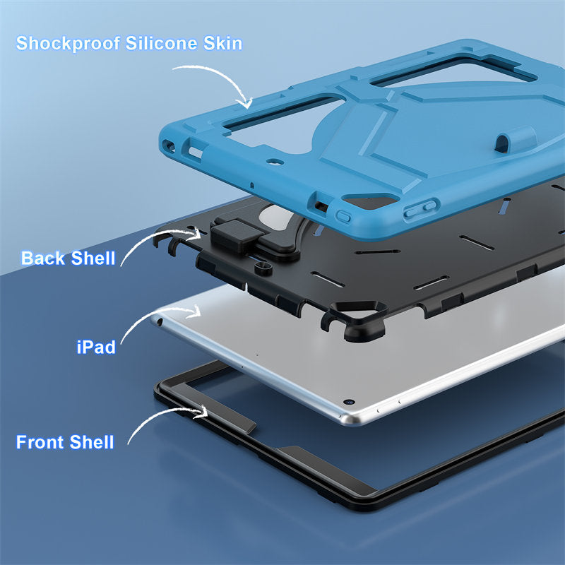 Tablet Case Kids Friendly with Pencil Holder for iPad 11 2020/2021/2022-LightBlue