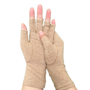 Winter Half Finger Outdoor Sport Driving Riding Cotton Breathable Gloves-Brown-LYX-08062-2