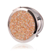 Rhinestone Magnifying Compact Makeup Mirror 2X/1X Mirror-Peach