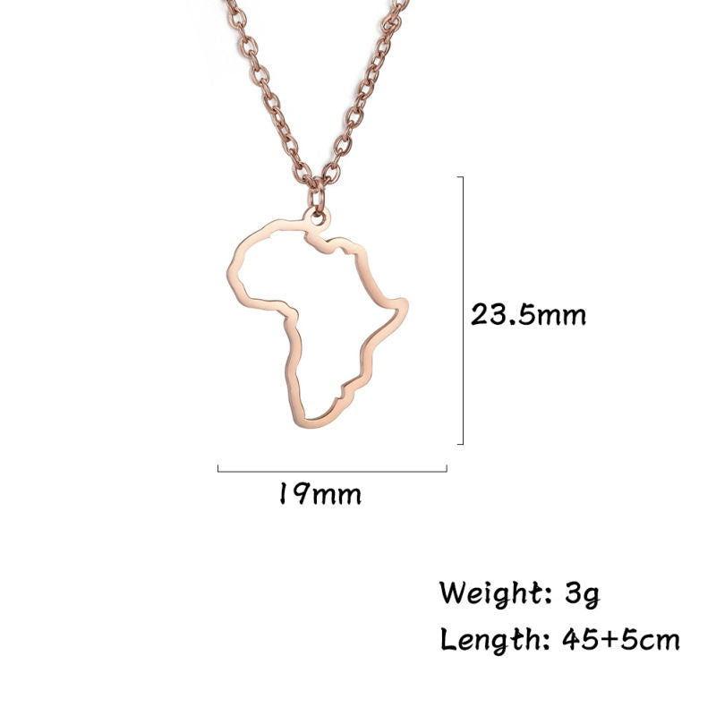 Minimalist Africa Map Pendant Necklace for Women-White