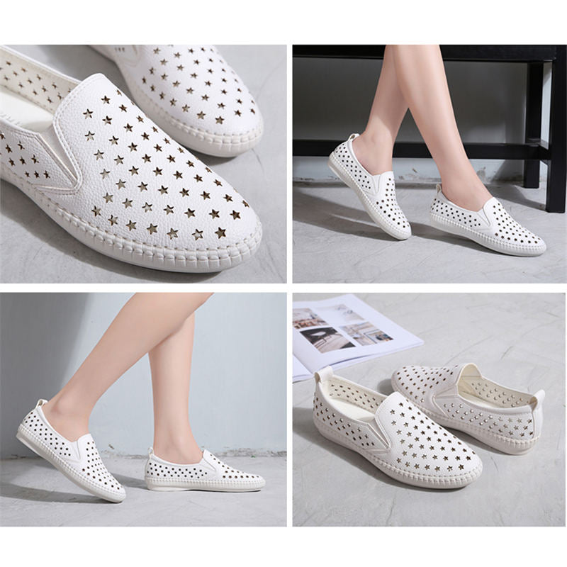 Womens Cutout Slip on Shoes for Summer Fashion Flat Loafers