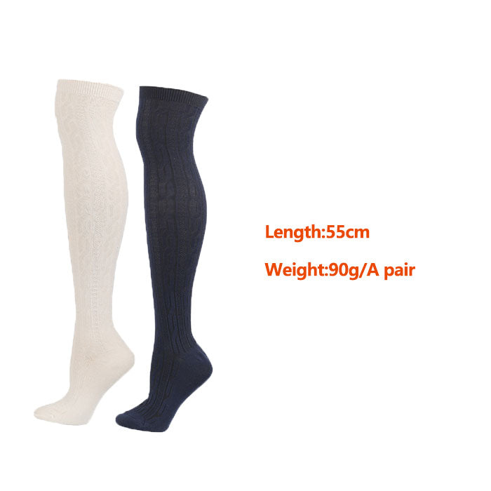 2Packs Women Extra Long High Socks Knit Warmers Thick Tall Long Boot Stockings Leg-WhiteNavy