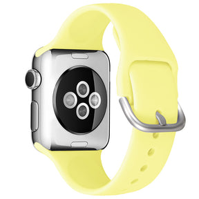 Silicone Sport Replacement Strap with Classic Clasp for iWatch Series SE 6 5 4 3 2 1-LightYellow