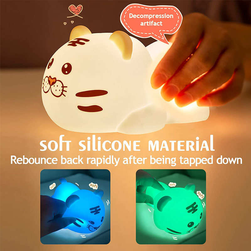 Silicone Tiger Table Lamp Colorful with Remote Control for kids Bedroom