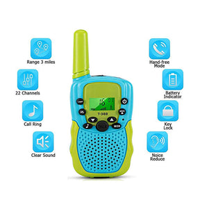 Walkie Talkies Kid Toy 3 Pack Long Range Handheld Radio Game Gifts for Boys Girls-Multicolor