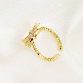 Gold Stack Twisted Ring Star Wrap Open Ring For Women