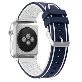 Rubber Sport Watch Bands for iWatch Series 6/SE/5/4/3/2/1 Bicolor Strap-BlueWhite