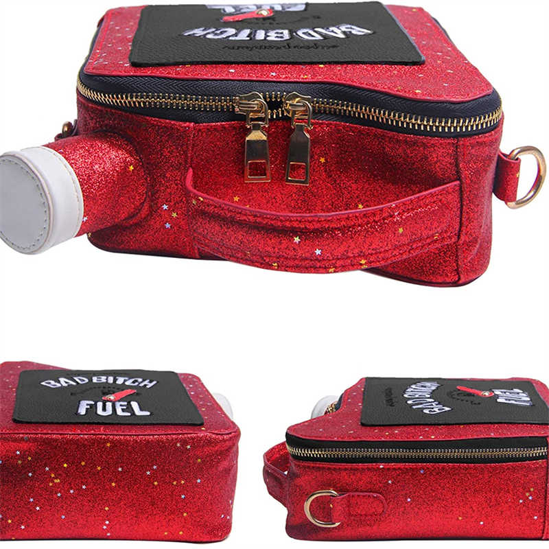 Women Fashion Sequin Crossbody Bag Fun Gasoline Handbag-Red