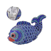 Mini Women Fish Evening Bags Crystal Clutch Purse Rhinestone Handbags with Chain-2