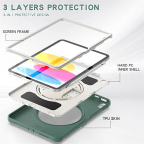Tablet Case For iPad 10th with 360¡ã Kickstand/Hand Strap Shockproof-JadeGreen
