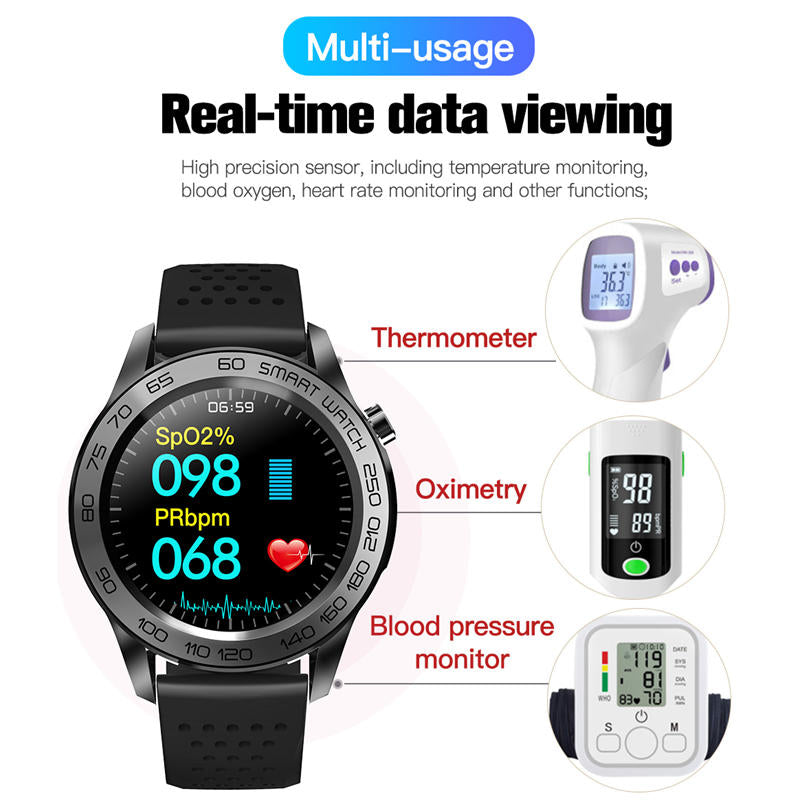 F22U Smart Watch with Heart Rate Monitor Body Temperature Thermometer  IP67 Waterproof-Red