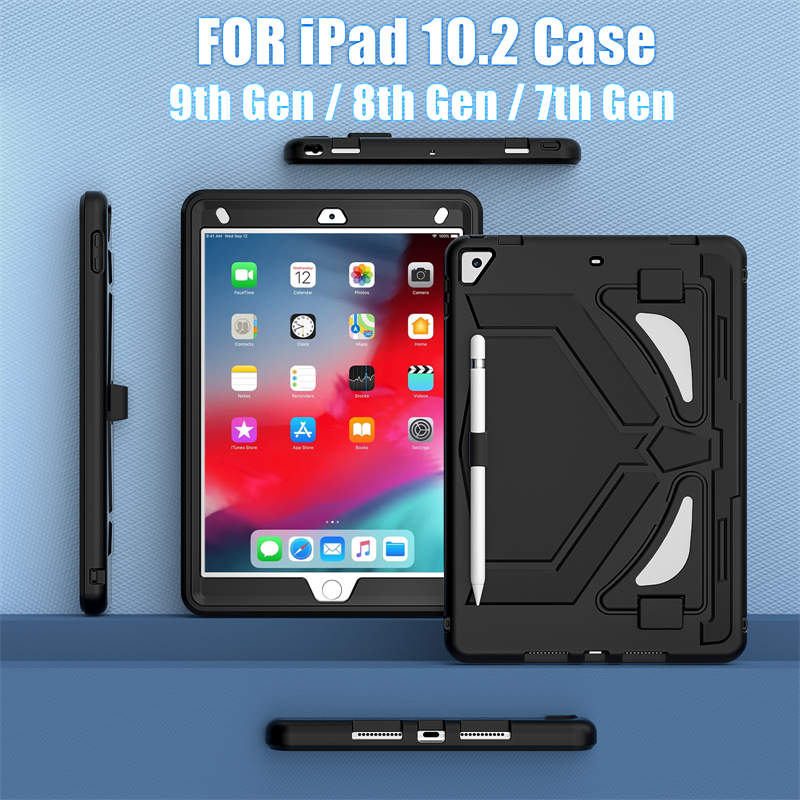 Tablet Case Kids Friendly with Pencil Holder for iPad 11 2020/2021/2022-Black