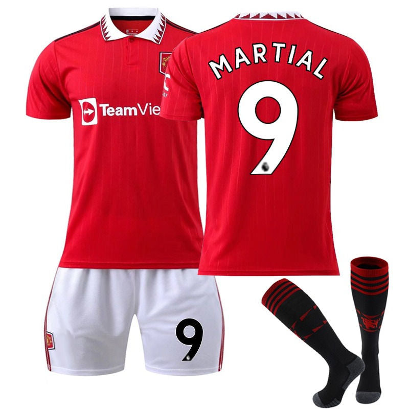 MARTIAL #9 Manchester United F.C Home Jersey 2022/23 Soccer Jersey Set For Adult Kids