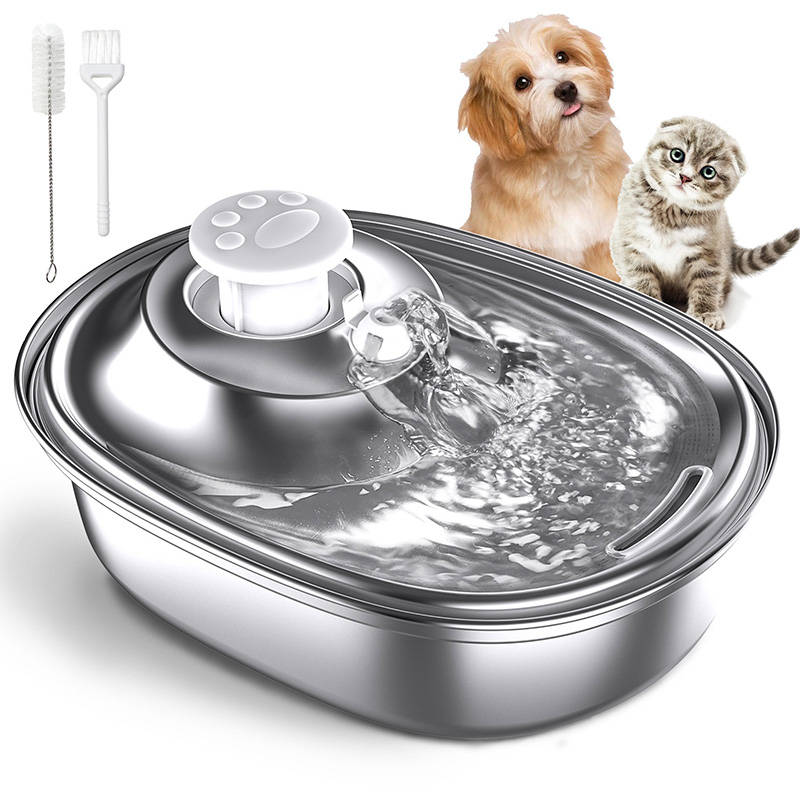 2.4L Pet Auto Water Fountain Mute Stainless Steel Suitable Cats dogs