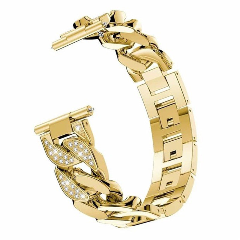DPXZ 20MM Stainless Steel Bling Watch Band Quick Release Strap Replacement Wristband For Samsung For Women-Gold