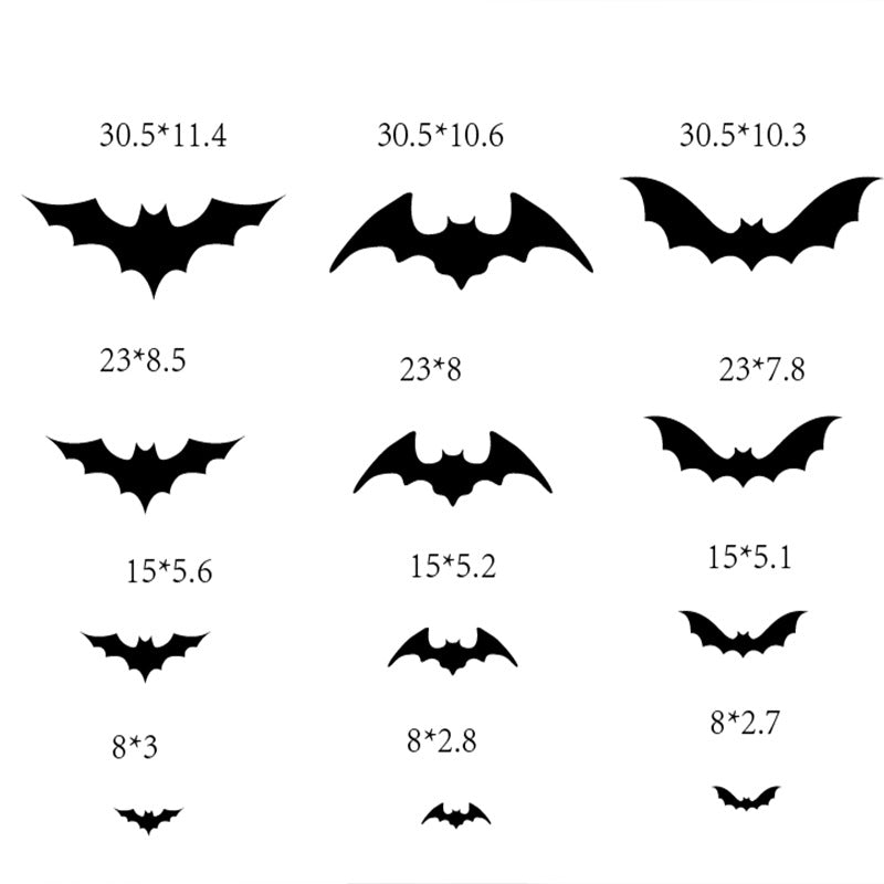 12PCS Halloween 3D Bats Decoration,12 kinds of Realistic PVC Black Bat Sticker for Home Decor DIY Wall Decal Party Supplies