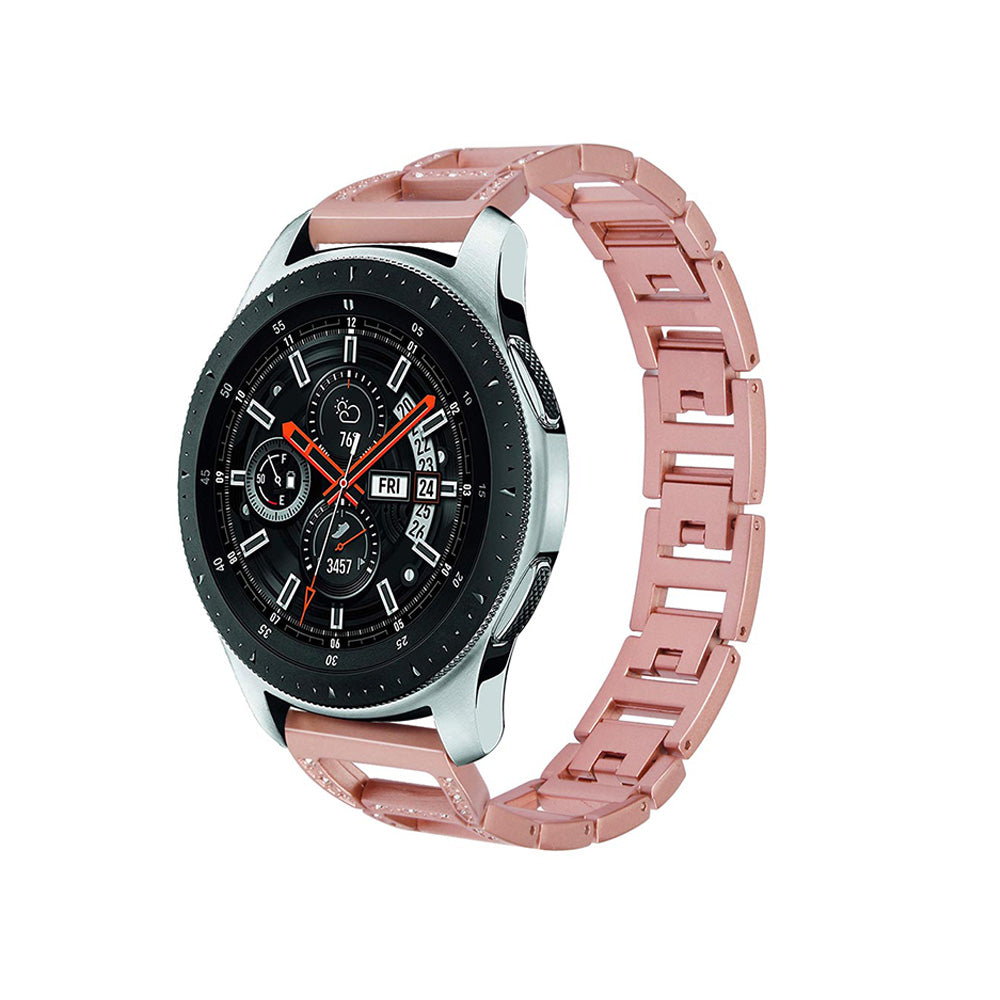 Metal Bands WIth Diamonds For Samsung S3/Galaxy Watch 46mm(Rose Gold)