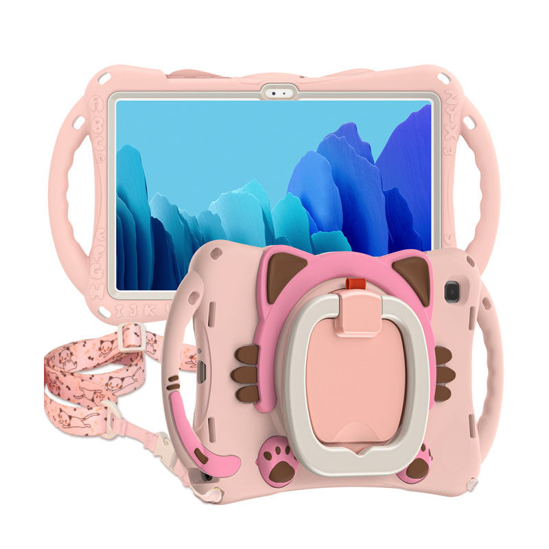CatB Samsung Tablt Case for Tab A7 10.4  T500/T505/T507/T505N Shockproof Shoulder Strap Handle Stand-Pink