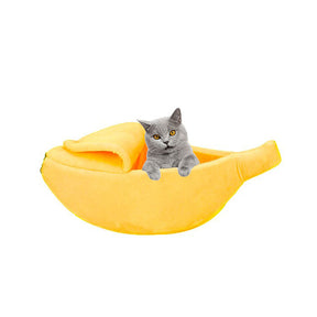 Cute Banana Cat Bed House Soft Pet Supplies-Yellow