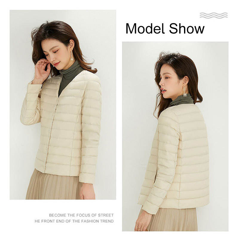 Womens Down Jacket Packable Lightweight Two Wear Waterproof Coat-OffWhite