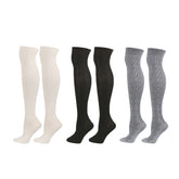 3Packs Women Extra Long High Socks Knit Warmers Thick Tall Long Boot Stockings Leg-WhiteBlackGray