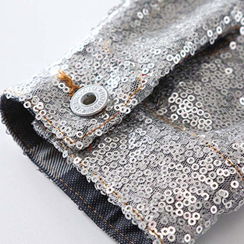 Kids Unicorn Jean Jacket Toddler Girls Denim Coat with Sparkly Sleeve-Blue