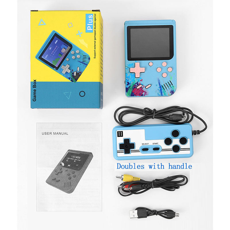 3.0inch Screen Retro Handheld Game Console 500 Classic FC Games Support to TV Output-Two Player-Blue