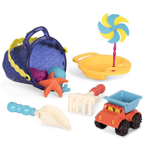 9 Pcs Beach Playset Medium Bucket with Unique Sand Toys for Kids 18 m+