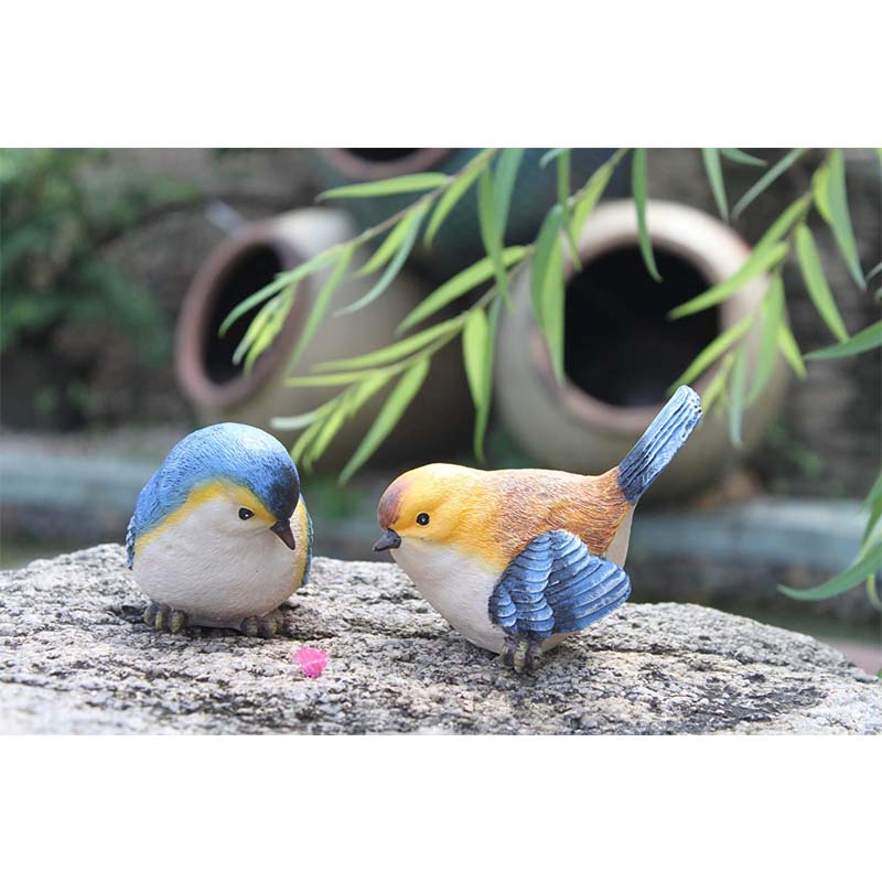 Funny Garden Bird Statue Indoor Outdoor Statues Yard Art Figurines for Patio Lawn House -Blue Orange