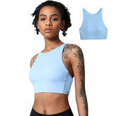 Criss-Cross Back Sports Bra Medium-High Support Workout Tops-Blue