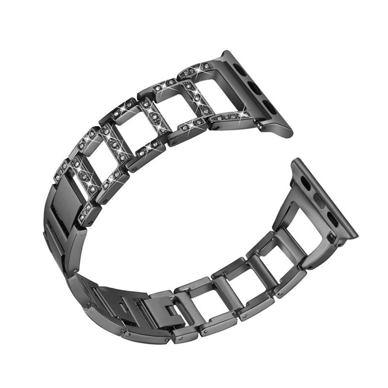 RZK Stainless Steel Watch Band Adjustable Wristbands for Apple IWatch Series SE/1/2/3/4/5/6 For Women-Black