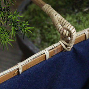 Retro Womens Bamboo Handbag Handmade Large Tote Bag Wicker Summer Straw Basket Bag-Orange