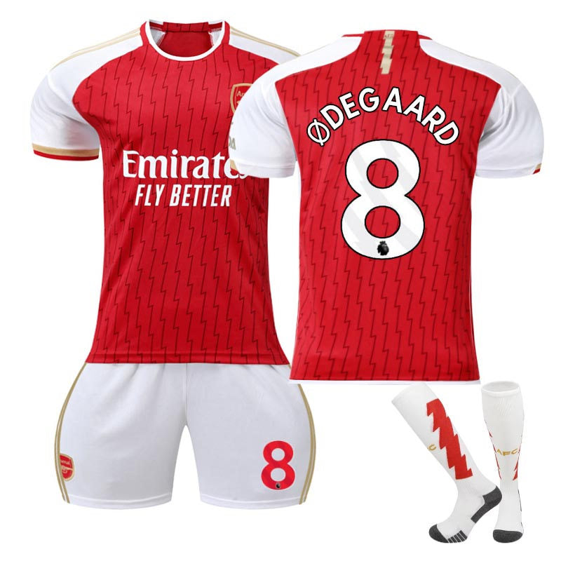 Arsenal F.C. Away Jersey ODEGAARD #8 Soccer Jersey Kids Adult 3Pcs Jersey Kits