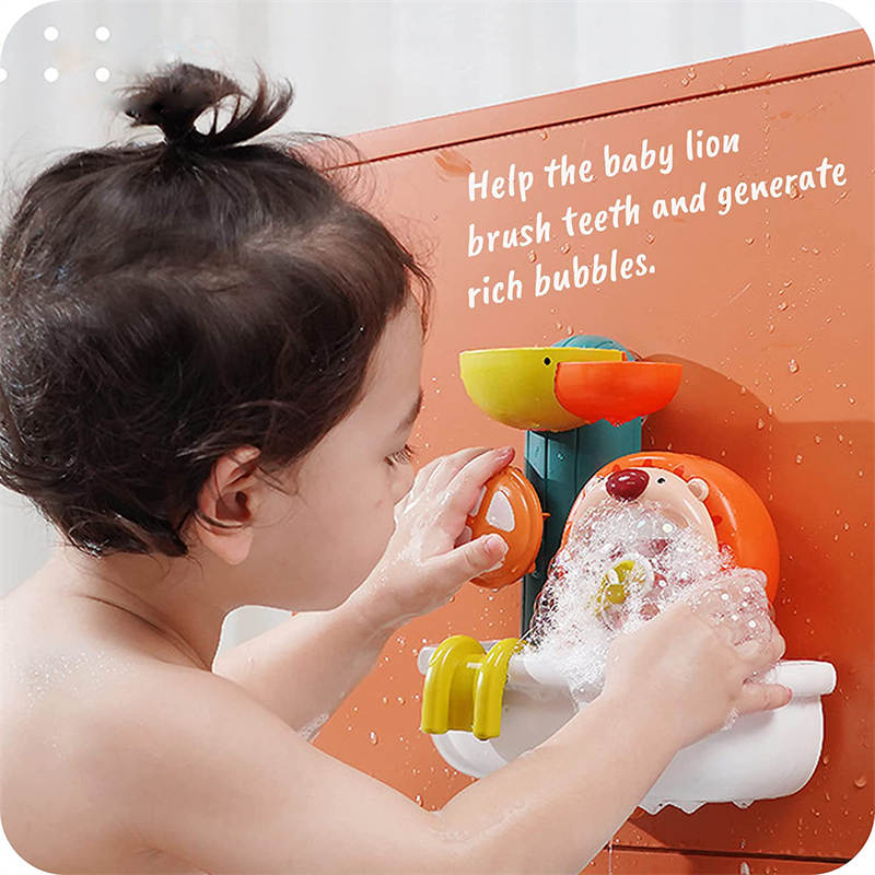 Lion Bathtub Toy with Bubble Foam Maker For Kids Ages 3-6