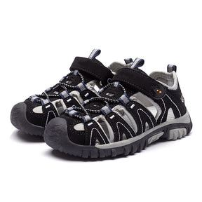 Boys Girls Sport Water Sandals Closed-Toe Outdoor Non-slip Flat-Black