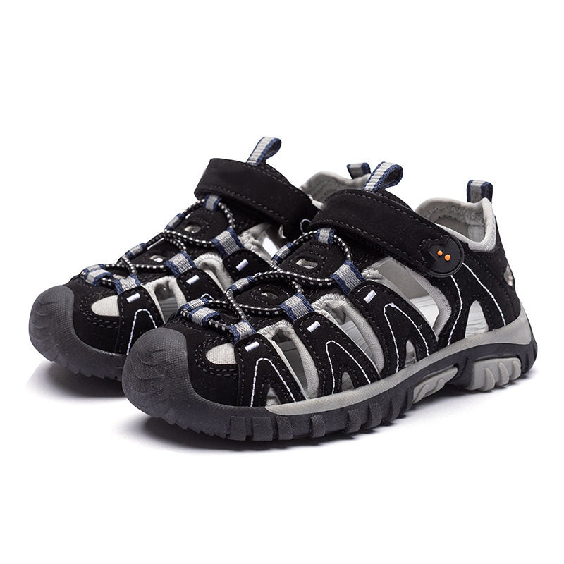 Boys Girls Sport Water Sandals Closed-Toe Outdoor Non-slip Flat-Black