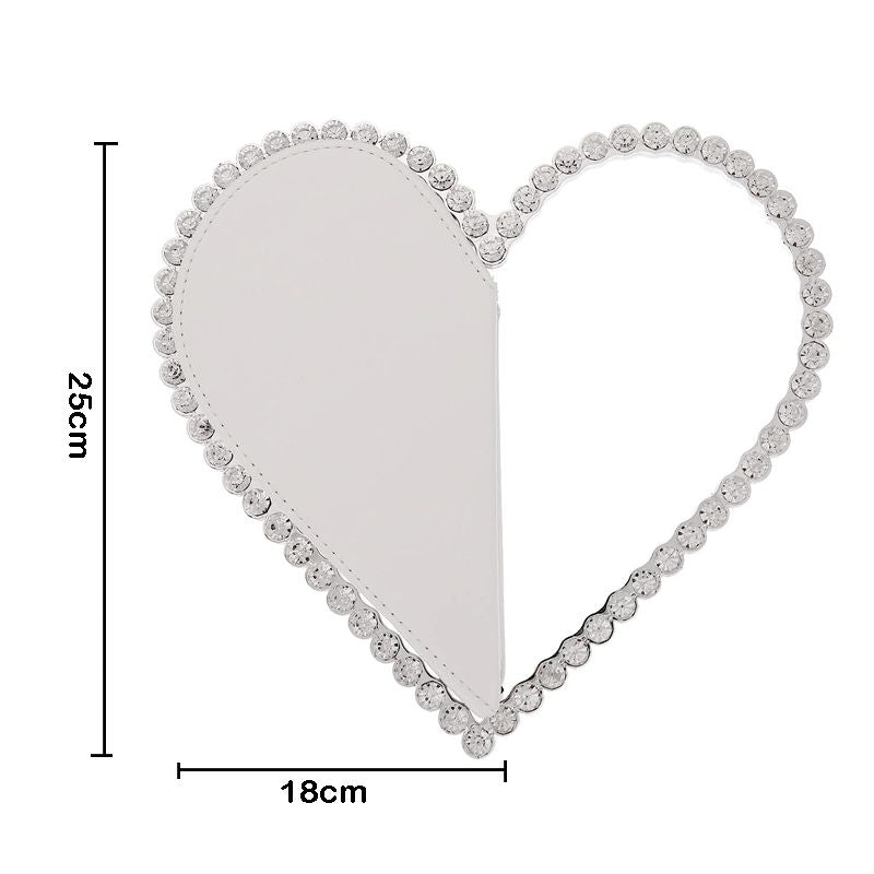 Womens Evening HandBag Heart Shape Rhinestone Clutch Purse-White