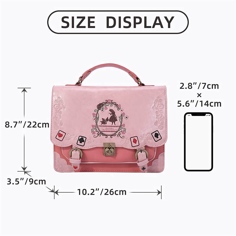 Women Vintage Messenger Bag Lolita Cute Handbags for Girls-Pink