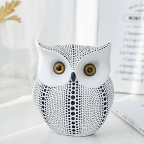 Owl Statue for Home Decor Accents Living Room Office Bedroom Kitchen Laundry House Apartment Dorm Bar -White