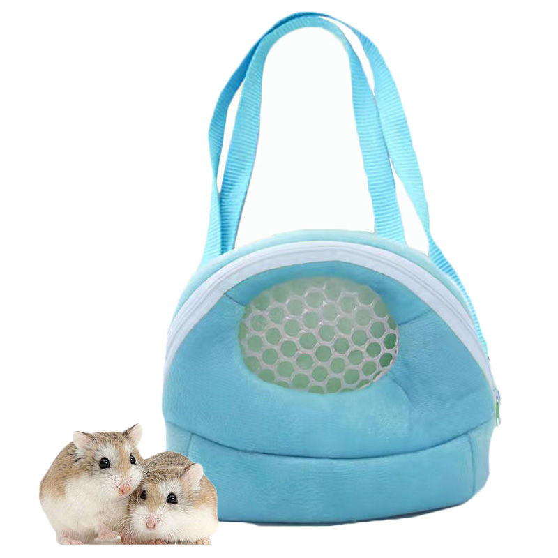 Travel Portable Hamster Backpack With Snacks-Blue