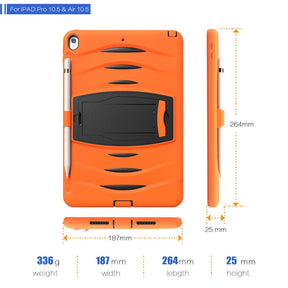 Shock Wave Kickstand Case Anti-Fall Protection With Pencil Holder For 10.5inch iPad Air3/iPad Pro10.5-Orange