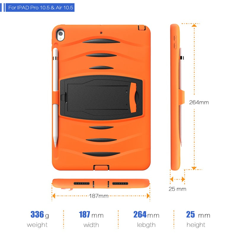 Shock Wave Kickstand Case Anti-Fall Protection With Pencil Holder For 10.5inch iPad Air3/iPad Pro10.5-Orange
